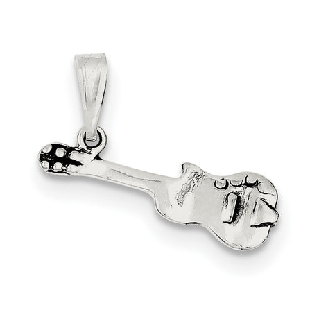 Antiqued Guitar Charm Pendant in Real 925 Sterling Silver