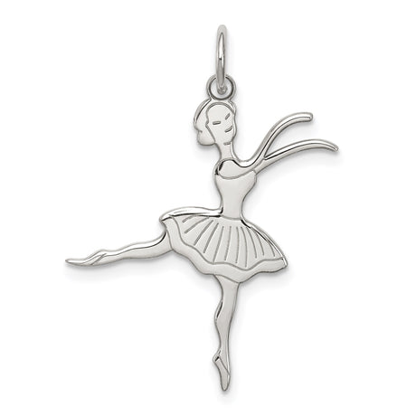 Sterling Silver Ballerina Pendant with Etched Ballet Dancer Silhouette, Dance Jewelry for Women and Girls