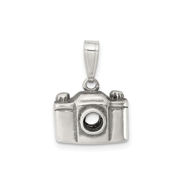 Sterling Silver Camera Pendant with Detailed Photography Design for Women or Unisex
