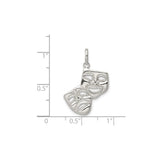 Sterling Silver Pendant with Classic Comedy and Tragedy Theater Masks for Drama Lovers
