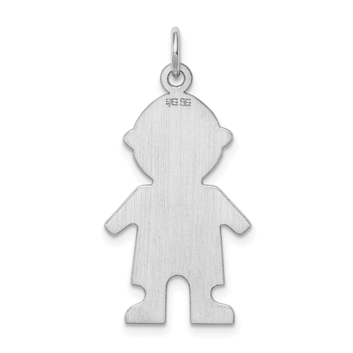 Sterling Silver Boy Pendant Charm with Hair Detail, Polished Silhouette Design