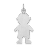 Sterling Silver Boy Pendant Charm with Hair Detail, Polished Silhouette Design
