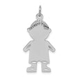 Sterling Silver Boy Pendant Charm with Hair Detail, Polished Silhouette Design