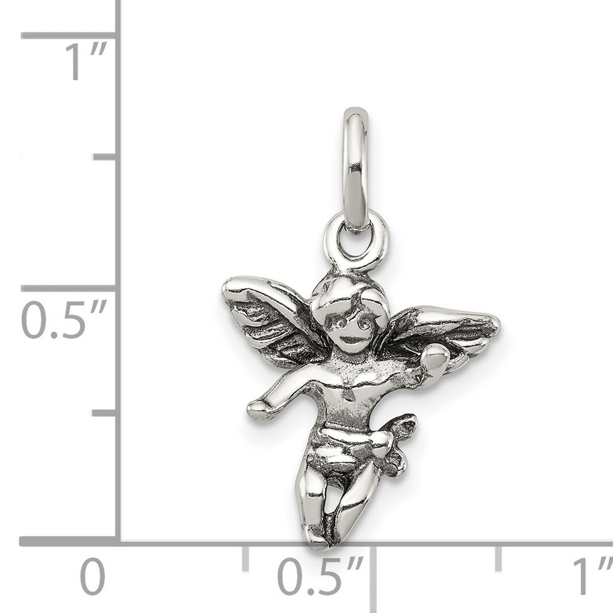 Antiqued Angel Charm Pendant in Real 925 Sterling Silver