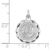 Saint Christopher Be My Guide Words Faceted Charm Pendant in Real 925 Sterling Silver