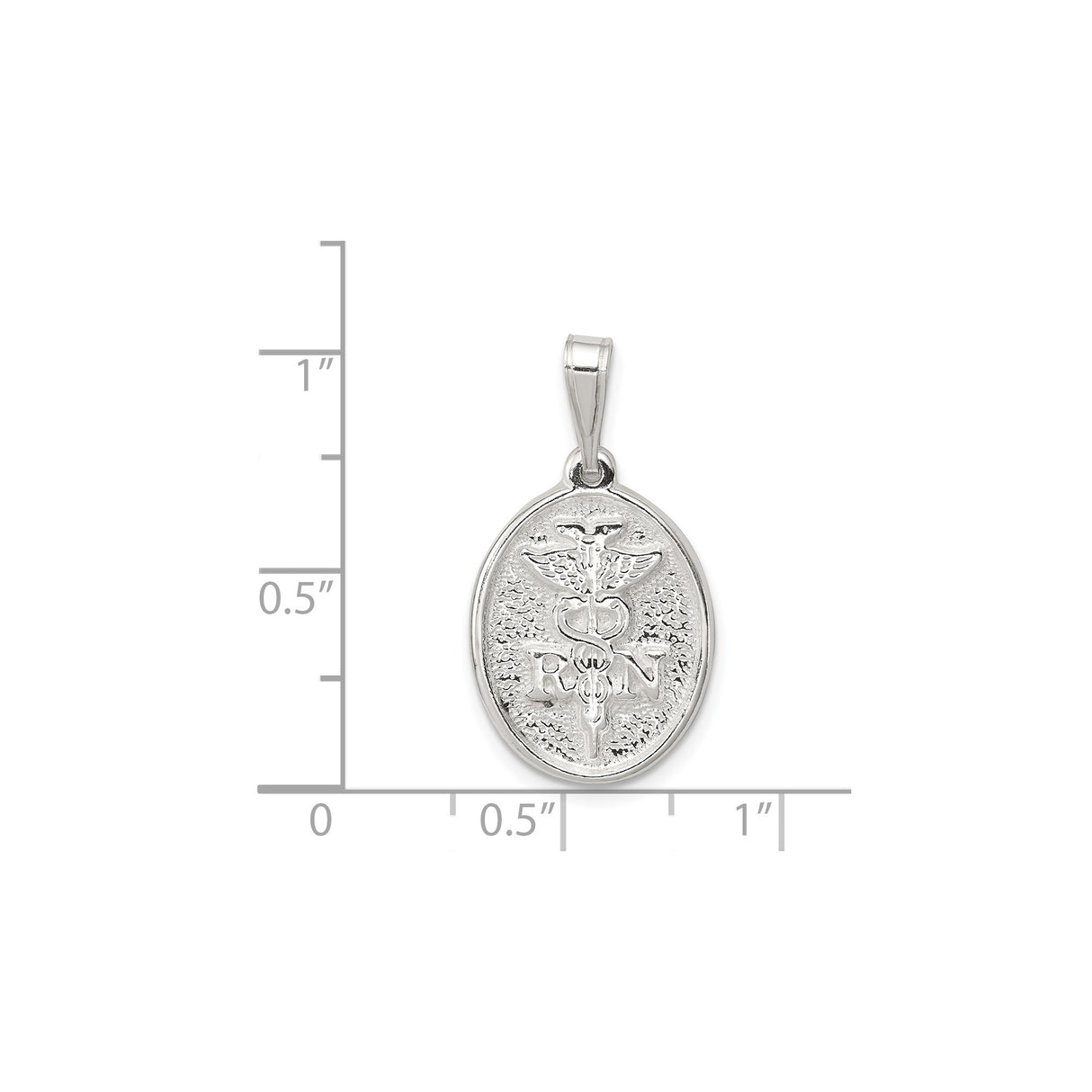 Sterling Silver RN Pendant with Caduceus Charm, Medical Symbol Nursing Jewelry