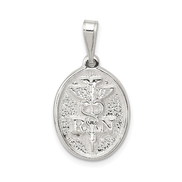 Sterling Silver RN Pendant with Caduceus Charm, Medical Symbol Nursing Jewelry