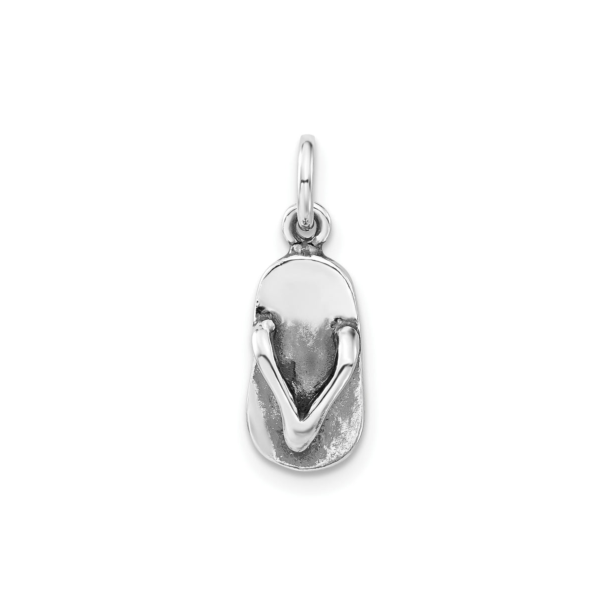 Sterling Silver Flip Flop Sandal Pendant, Detailed Beach Design, Ocean Style Jewelry