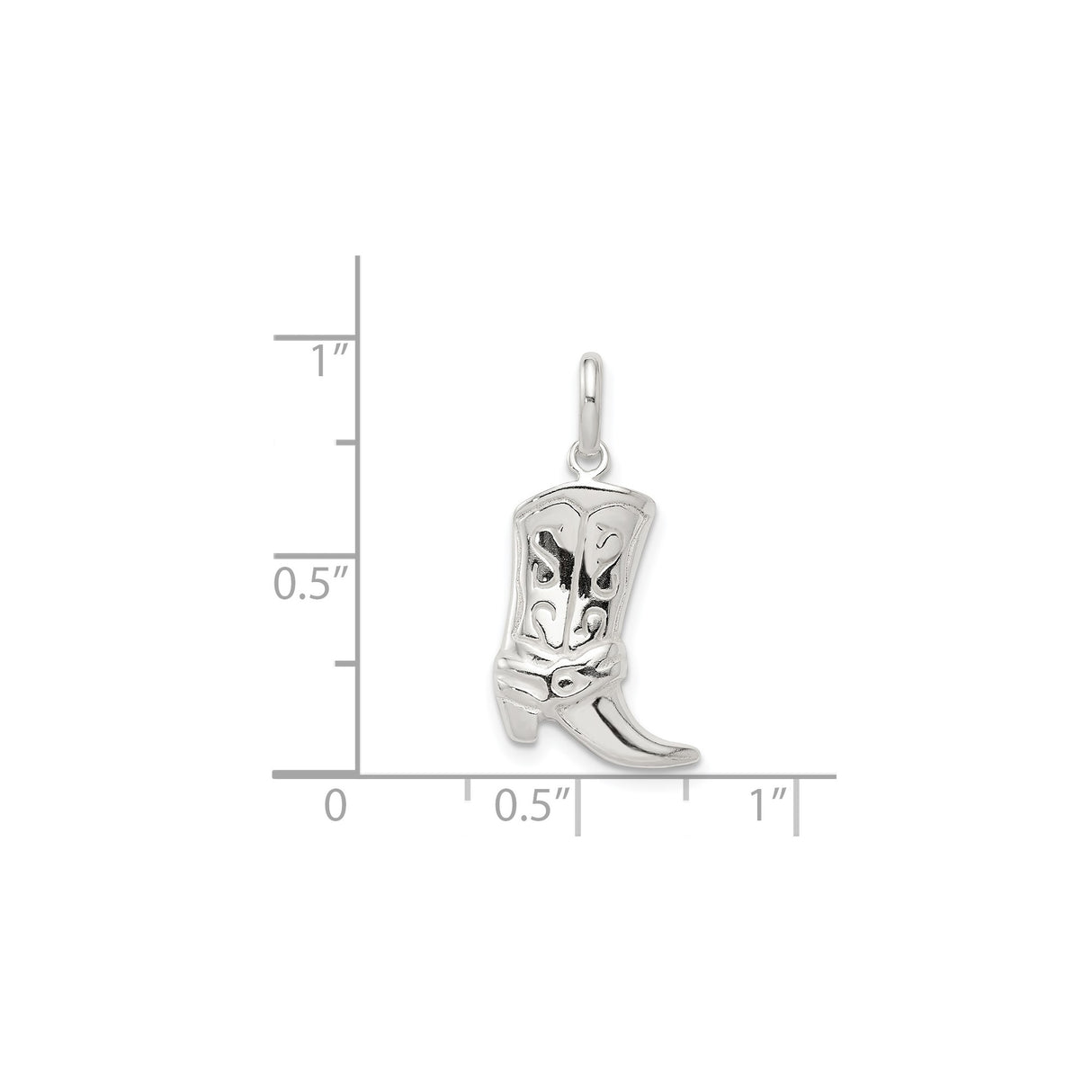 Sterling Silver Cowboy Boot Pendant, Western Style Rodeo Charm for Women or Unisex Wear