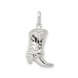 Sterling Silver Cowboy Boot Pendant, Western Style Rodeo Charm for Women or Unisex Wear