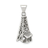 Sterling Silver Oil Derrick Pendant, Detailed Drilling Rig Charm, Industrial Energy Symbol