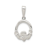 Sterling Silver Claddagh Pendant with Heart Crown and Hands Symbol, Celtic Love and Loyalty Jewelry