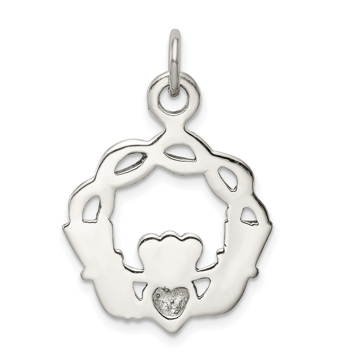Sterling Silver Claddagh Pendant with Celtic Knot Circle, Irish Love Loyalty Friendship Symbol