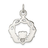 Sterling Silver Claddagh Pendant with Celtic Knot Circle, Irish Love Loyalty Friendship Symbol