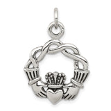 Sterling Silver Claddagh Pendant with Celtic Knot Circle, Irish Love Loyalty Friendship Symbol