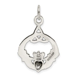 Sterling Silver Claddagh Pendant with Crowned Heart and Trinity Knot, Celtic Irish Jewelry