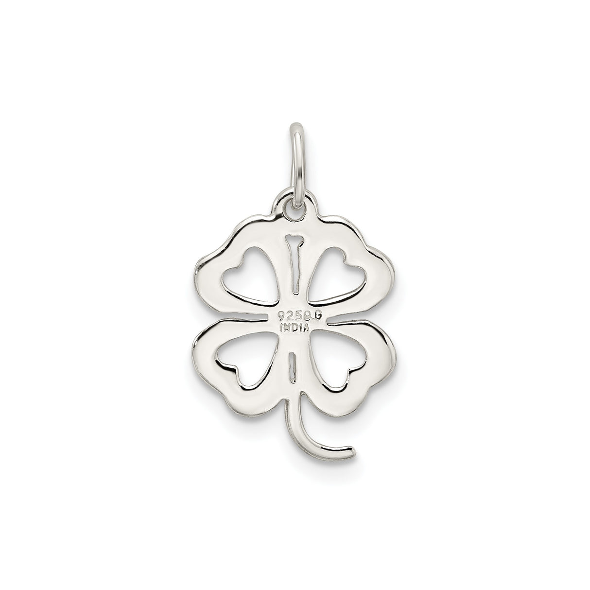 Sterling Silver Four-Leaf Clover Pendant with Heart-Shaped Leaves, Symbol of Love and Luck