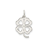 Sterling Silver Four-Leaf Clover Pendant with Heart-Shaped Leaves, Symbol of Love and Luck