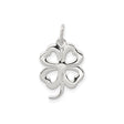 Sterling Silver Four-Leaf Clover Pendant with Heart-Shaped Leaves, Symbol of Love and Luck