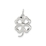 Sterling Silver Four-Leaf Clover Pendant with Heart-Shaped Leaves, Symbol of Love and Luck