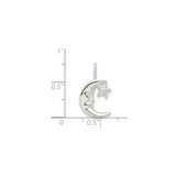 Sterling Silver Crescent Moon and Star Pendant with Face Detail, Celestial Boho Jewelry for Women