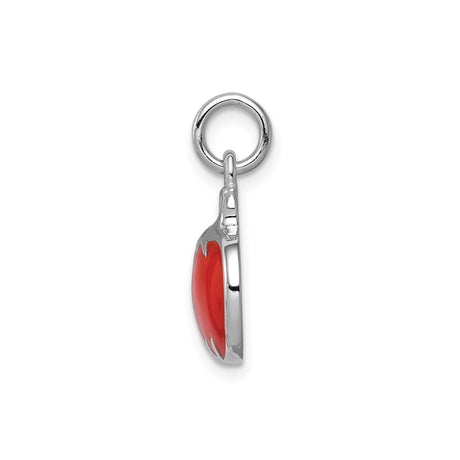 Sterling Silver Pumpkin Pendant with Orange Enamel, Halloween Autumn Theme Charm