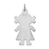 Sterling Silver Girl Pendant Charm with Pigtails, Minimalist Daughter Silhouette Jewelry