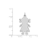 Sterling Silver Girl Pendant Charm with Pigtails, Minimalist Daughter Silhouette Jewelry