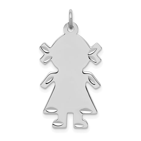 Sterling Silver Girl Pendant Charm with Pigtails, Minimalist Daughter Silhouette Jewelry