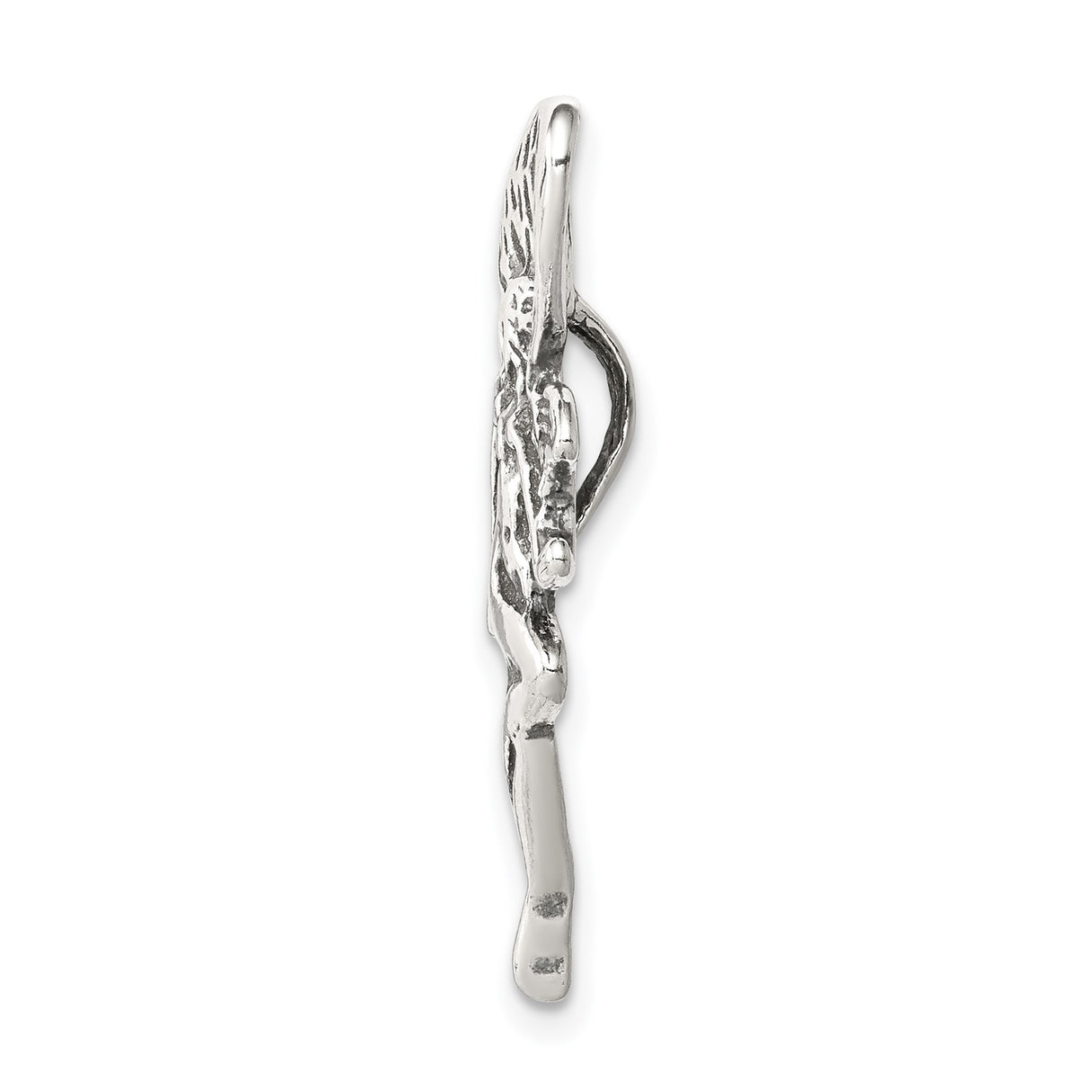 Sterling Silver Fairy Pendant with Flowing Hair and Wings, Mystical Fantasy Design for Women