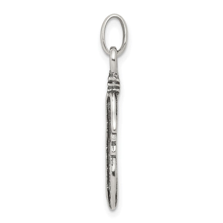 Sterling Silver Feather Pendant with Detailed Boho Style Design for Women and Unisex Wear