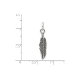Sterling Silver Feather Pendant with Detailed Boho Style Design for Women and Unisex Wear