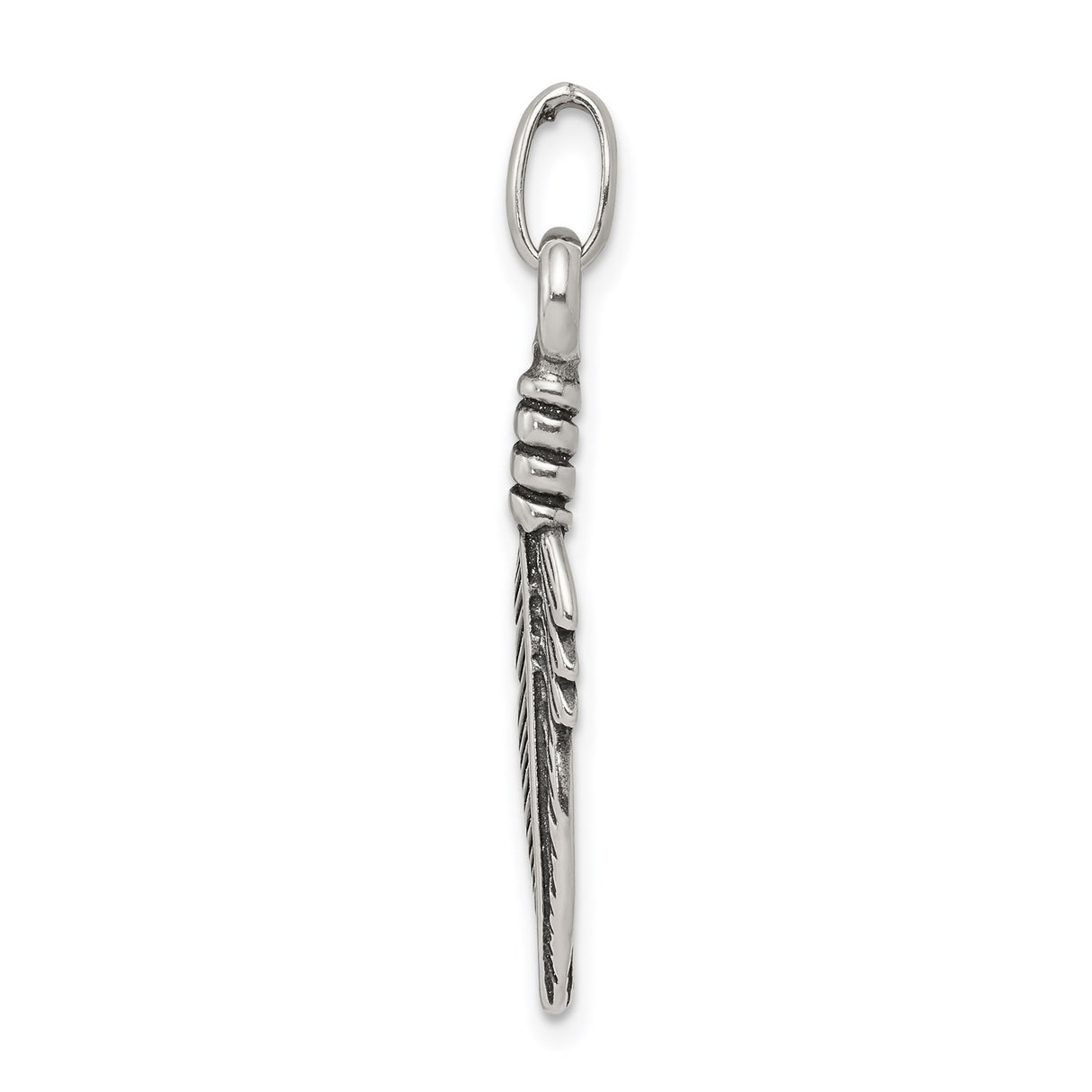 Sterling Silver Feather Pendant with Detailed Nature-Inspired Design for Women or Unisex