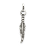 Sterling Silver Feather Pendant with Detailed Nature-Inspired Design for Women or Unisex