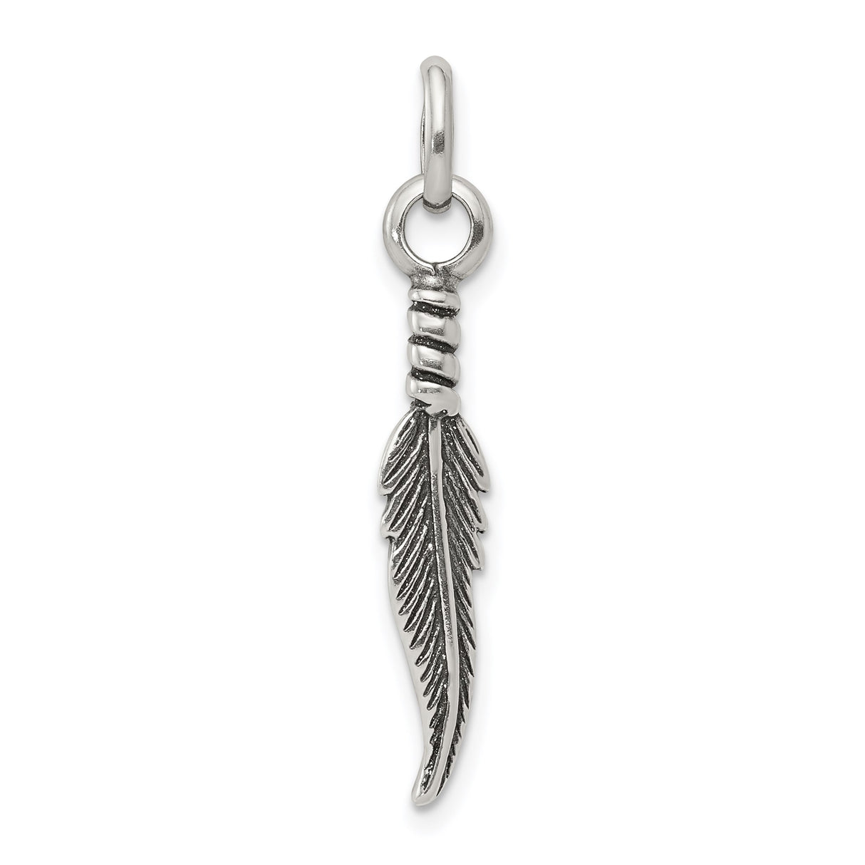 Sterling Silver Feather Pendant with Detailed Nature-Inspired Design for Women or Unisex