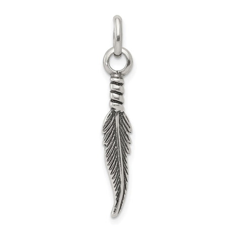 Sterling Silver Feather Pendant with Detailed Nature-Inspired Design for Women or Unisex