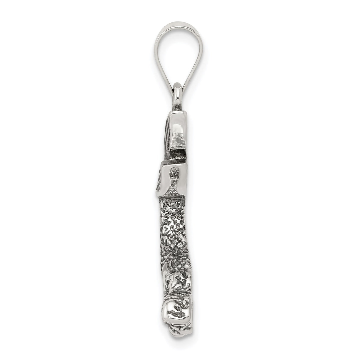Sterling Silver Mermaid Pendant with Curved Design and Textured Tail