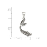 Sterling Silver Mermaid Pendant with Curved Design and Textured Tail