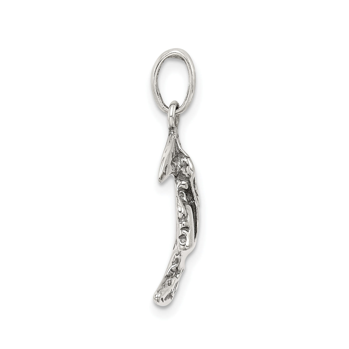 Sterling Silver Crescent Moon Face Pendant with Floral Vine, Celestial Pagan Wiccan Jewelry