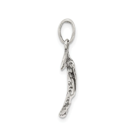 Sterling Silver Crescent Moon Face Pendant with Floral Vine, Celestial Pagan Wiccan Jewelry