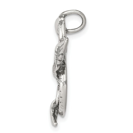Antiqued Dragon Charm Pendant in Real 925 Sterling Silver