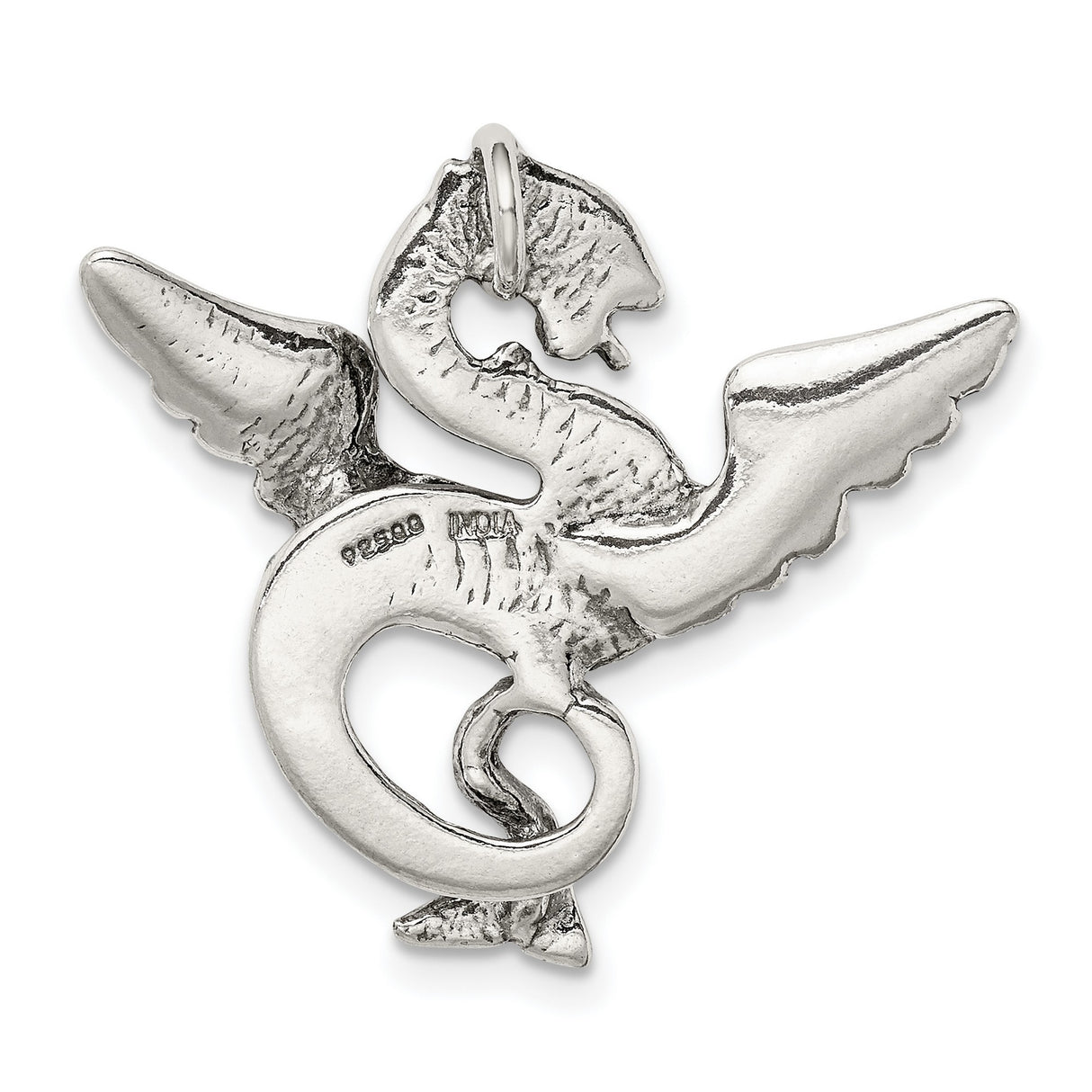 Antiqued Dragon Charm Pendant in Real 925 Sterling Silver