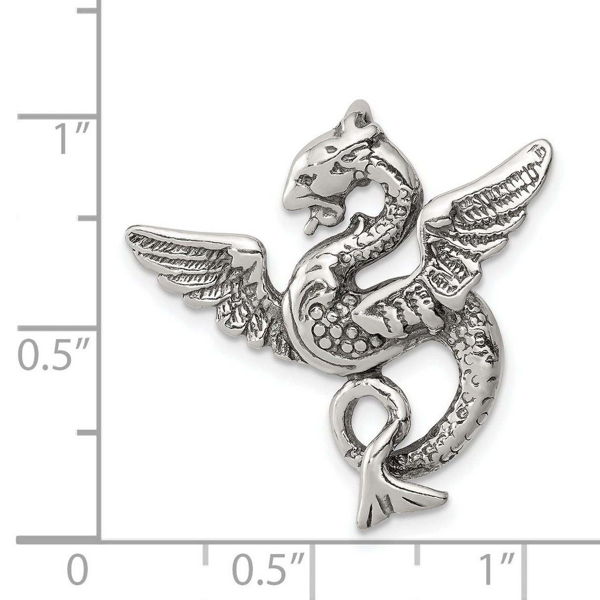 Antiqued Dragon Charm Pendant in Real 925 Sterling Silver
