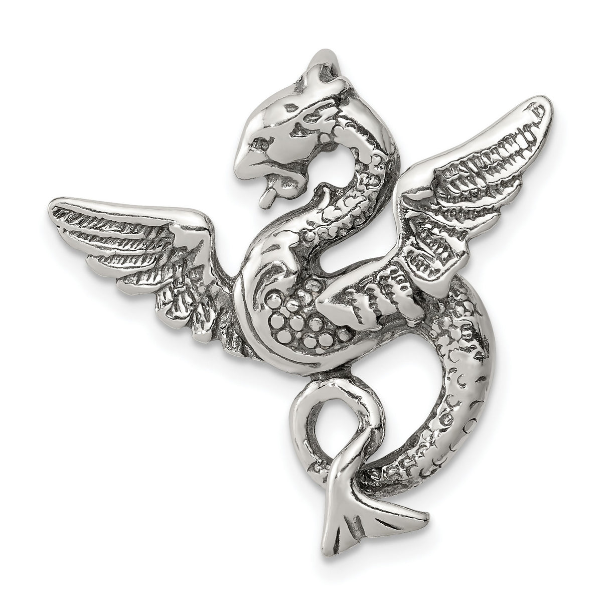 Antiqued Dragon Charm Pendant in Real 925 Sterling Silver