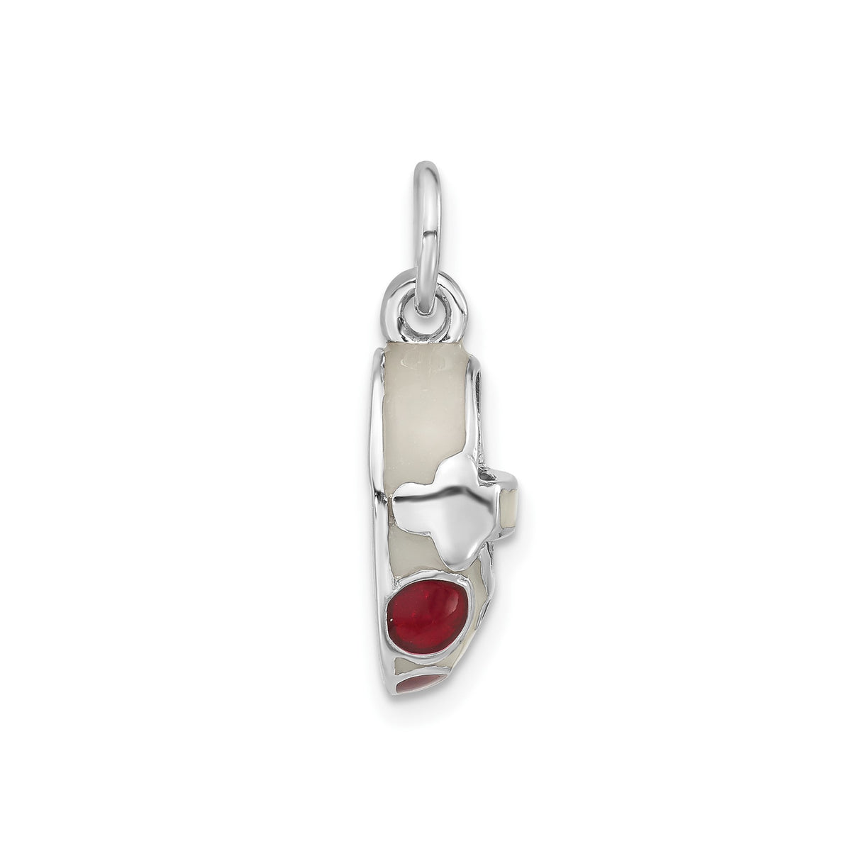 Sterling Silver Helmet Pendant with Red and White Enamel, Football or Astronaut Design