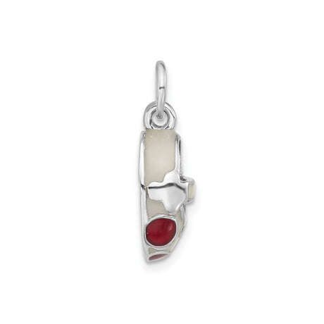 Sterling Silver Helmet Pendant with Red and White Enamel, Football or Astronaut Design