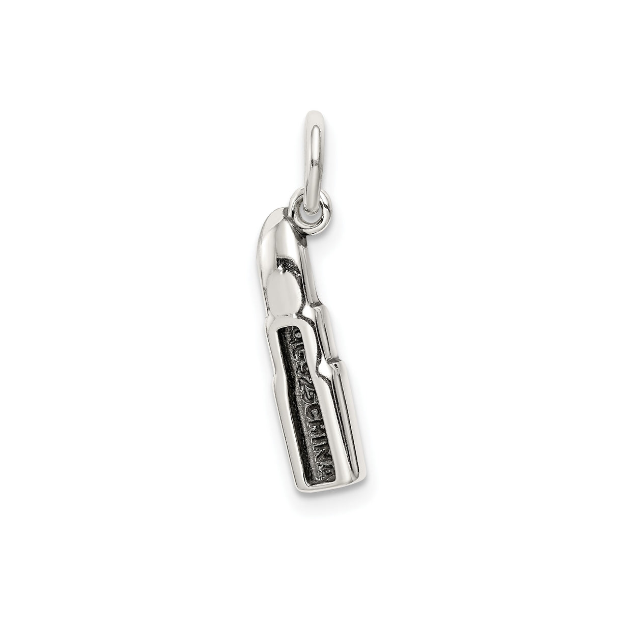 Sterling Silver Lipstick Charm Pendant with Marcasite and Red Enamel Accents