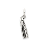 Sterling Silver Lipstick Charm Pendant with Marcasite and Red Enamel Accents