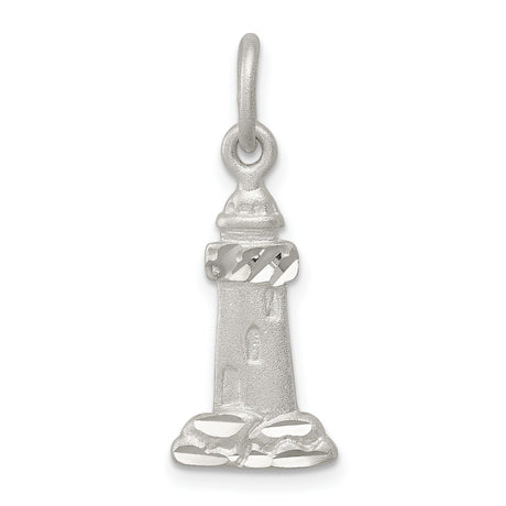 Solid Lighthouse Charm Pendant in Real 925 Sterling Silver