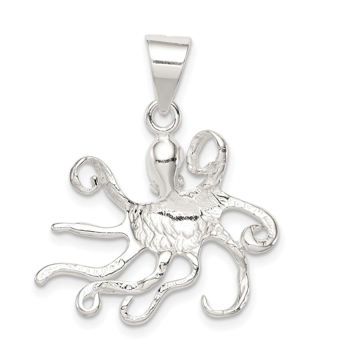 Sterling Silver Octopus Pendant with Detailed Sea Creature Design for Women or Unisex Wear
